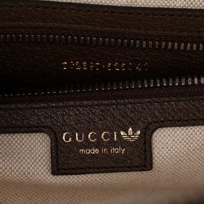 Gucci X ADIDAS Crystal Vintage Monogram Textured Dollar Calfskin Web Trefoil Logo Mini Bowling Bag Mid Natural Nut Off White New Acero 6 of 10