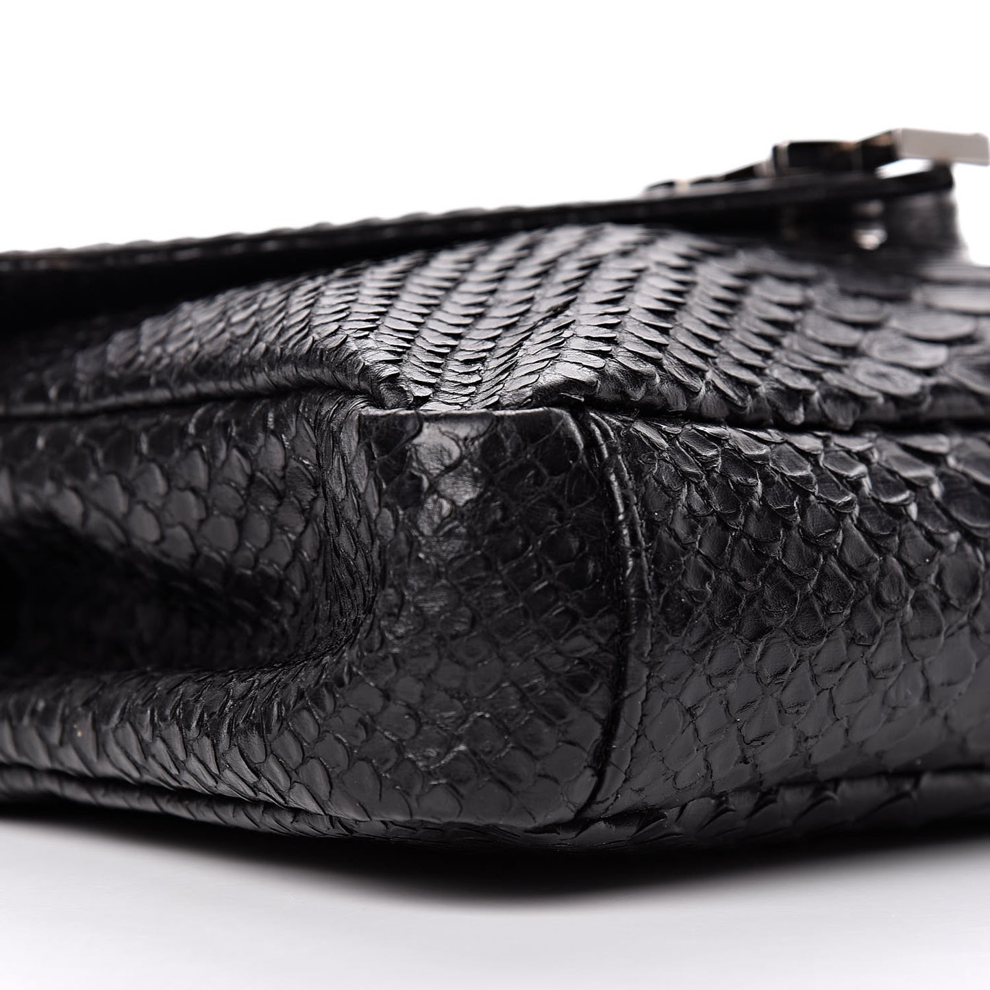 Calfskin Python Embossed Monogram Medium College Bag Black