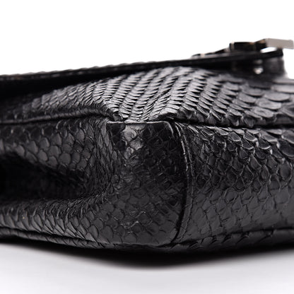 Saint Laurent Calfskin Python Embossed Monogram Medium College Bag Black 7 of 8