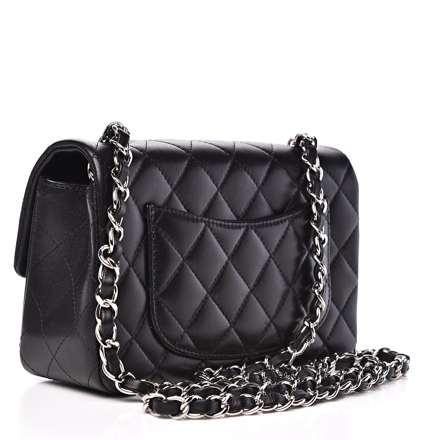 Lambskin Quilted Mini Rectangular Flap Black