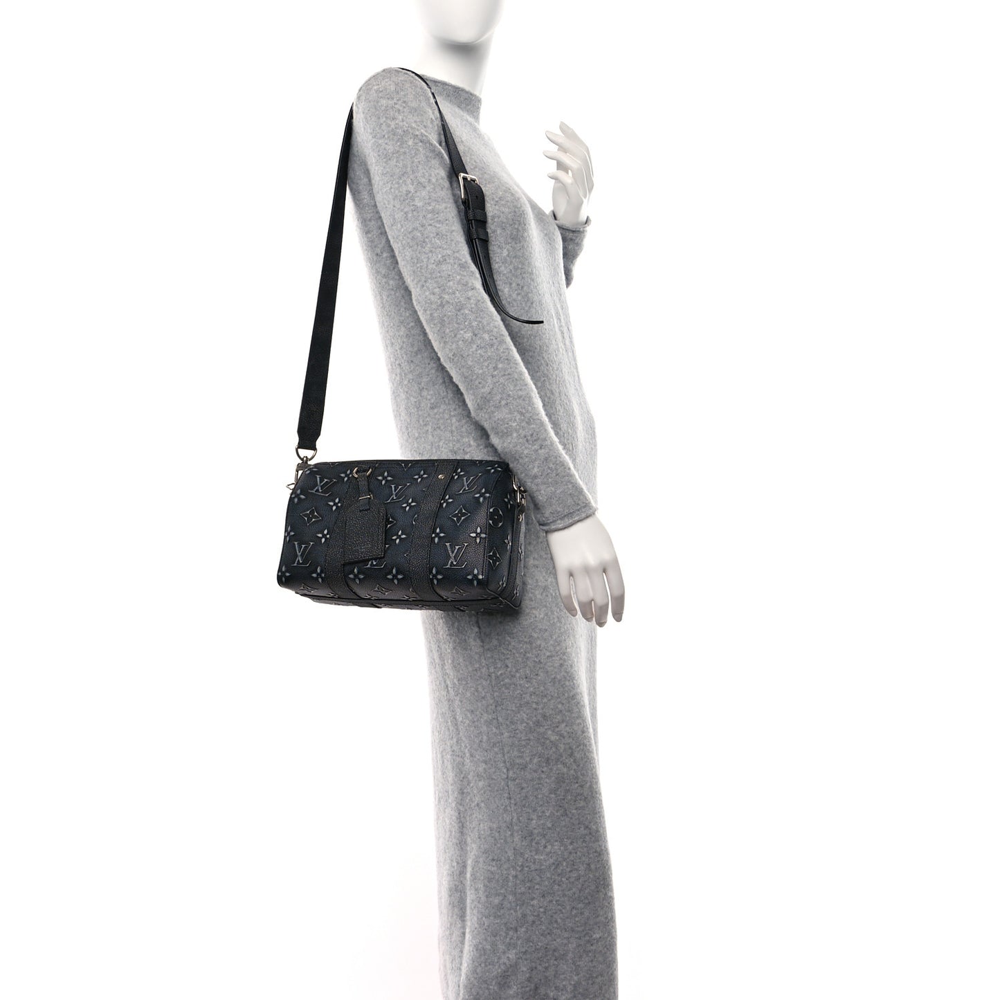 Cowhide Faded Monogram City Keepall Charcoal