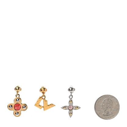 Louis Vuitton Swarovski Crystal Love Letters Earrings GM Set of 3 2 of 4