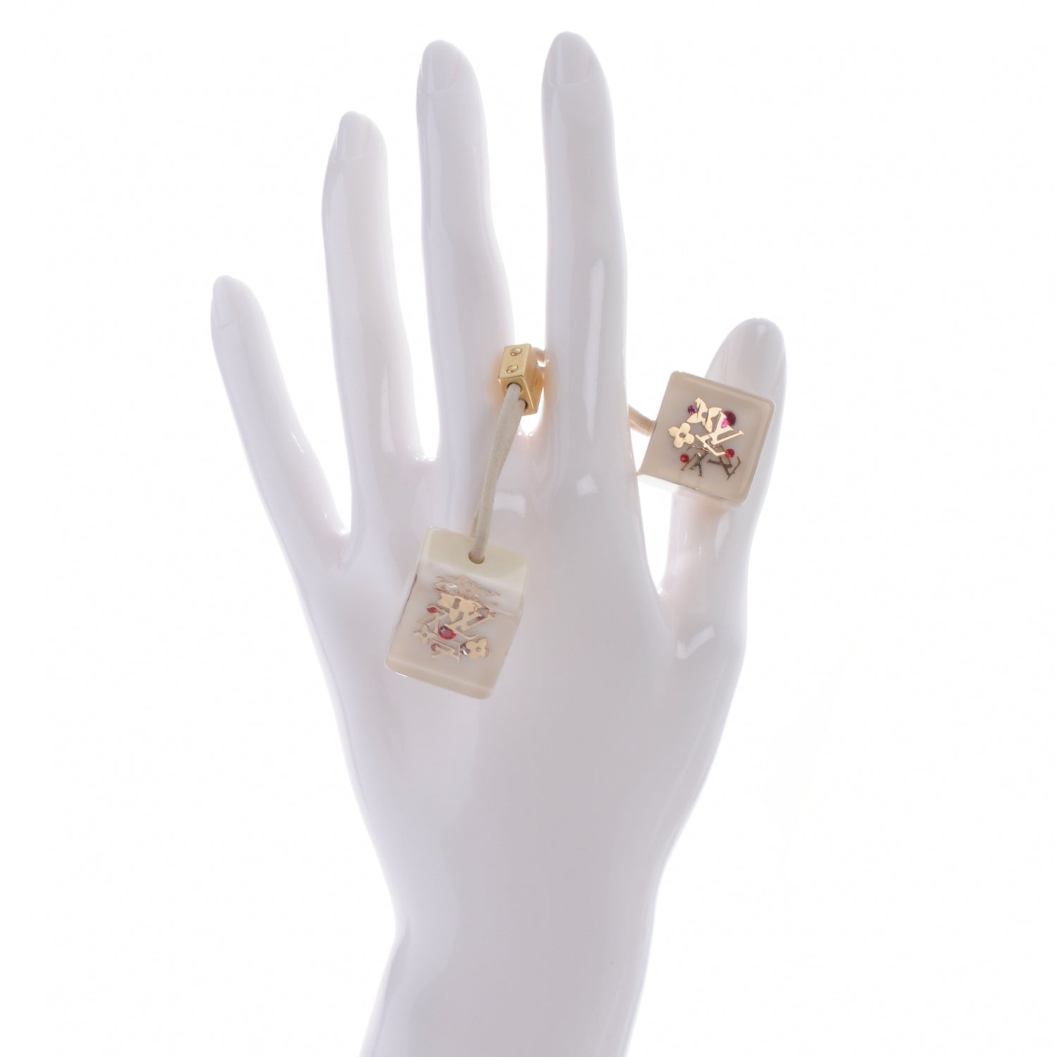 Louis Vuitton Swarovski Crystal Resin Inclusion Hair Cubes White 2 of 3