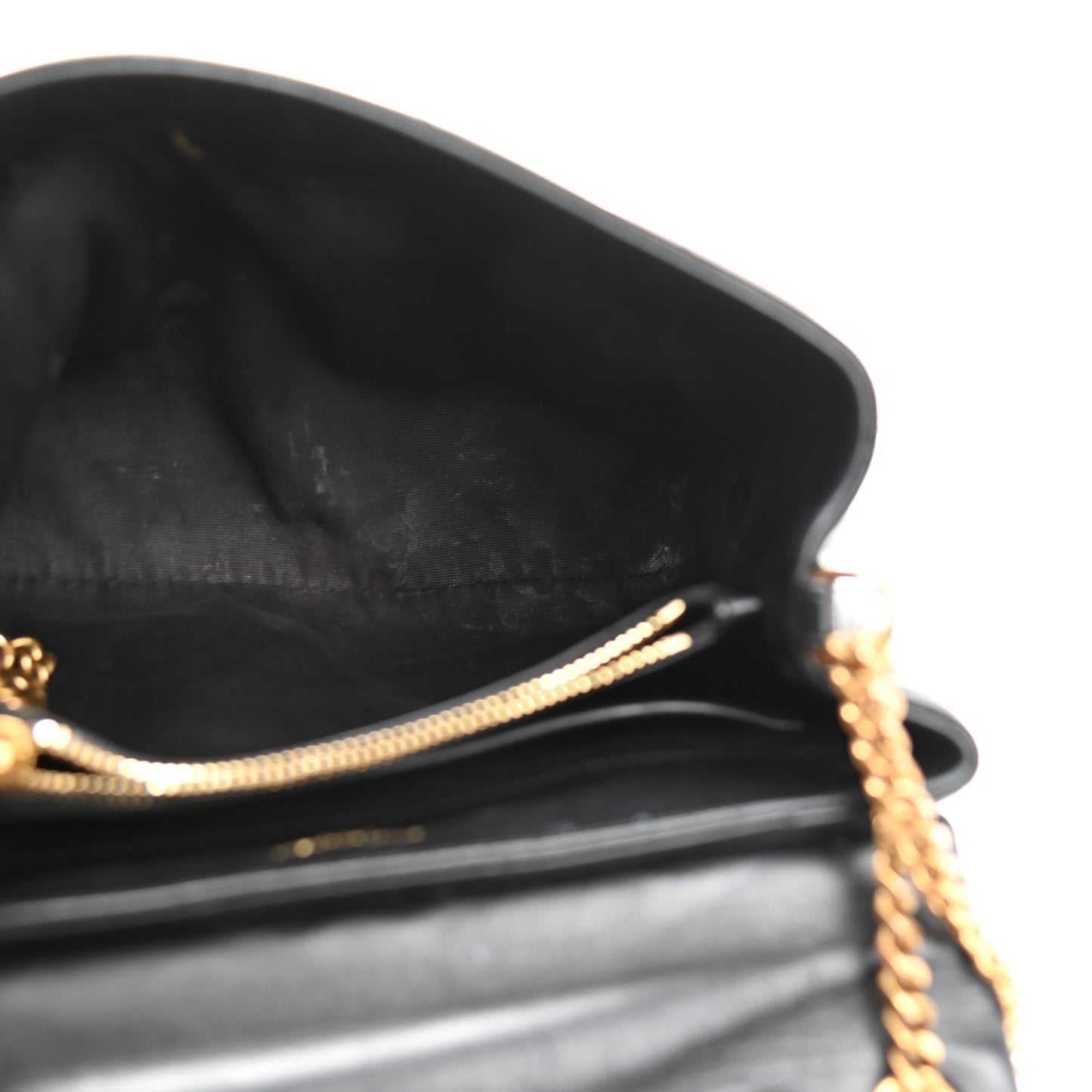 Calfskin Y Quilted Monogram Small Loulou Chain Satchel Black