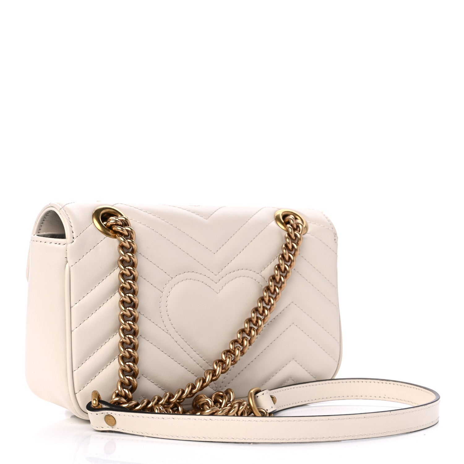 Gucci Calfskin Matelasse Mini GG Marmont Shoulder Bag White 3 of 9