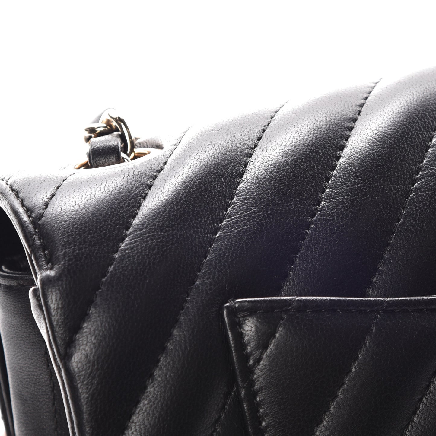 Lambskin Chevron Quilted Mini Rectangular Flap Black