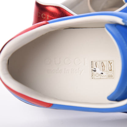 Gucci Calfskin Stripe Mens New Ace Sneakers 8.5 Bright Splash Ecru Red Flame 6 of 10