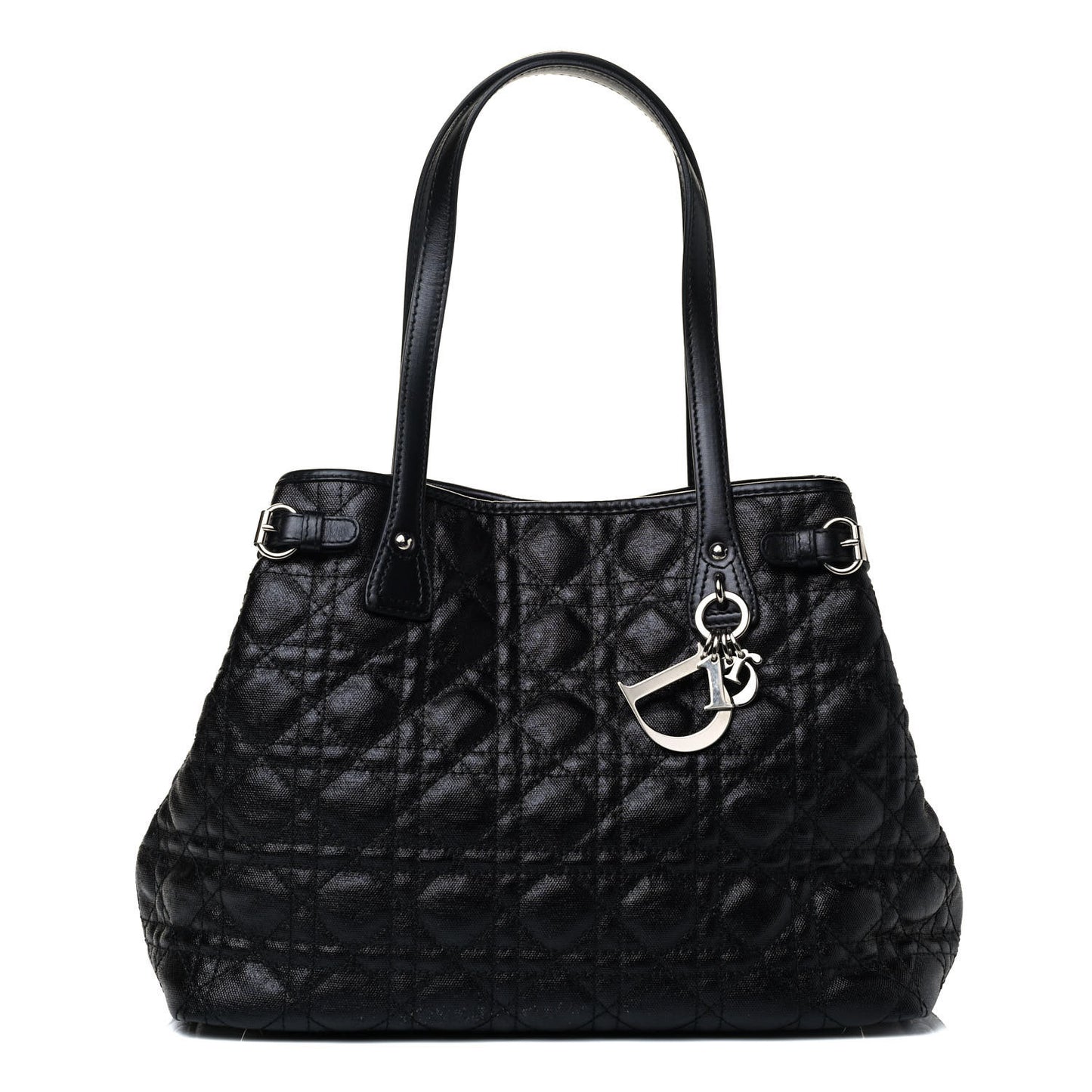 Coated Canvas Cannage Small Panarea Tote Black