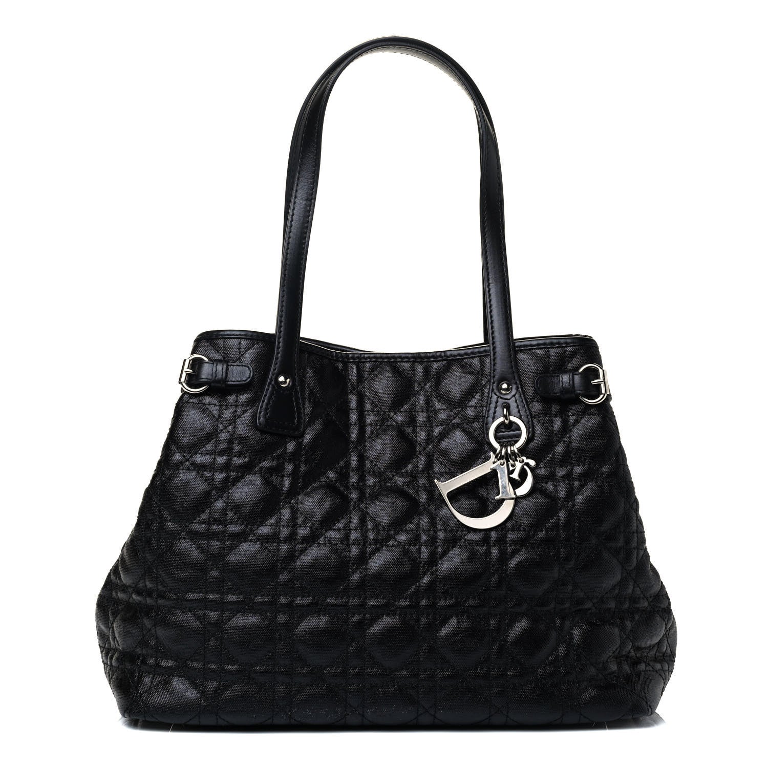 Christian Dior Coated Canvas Cannage Small Panarea Tote Black 1 of 4