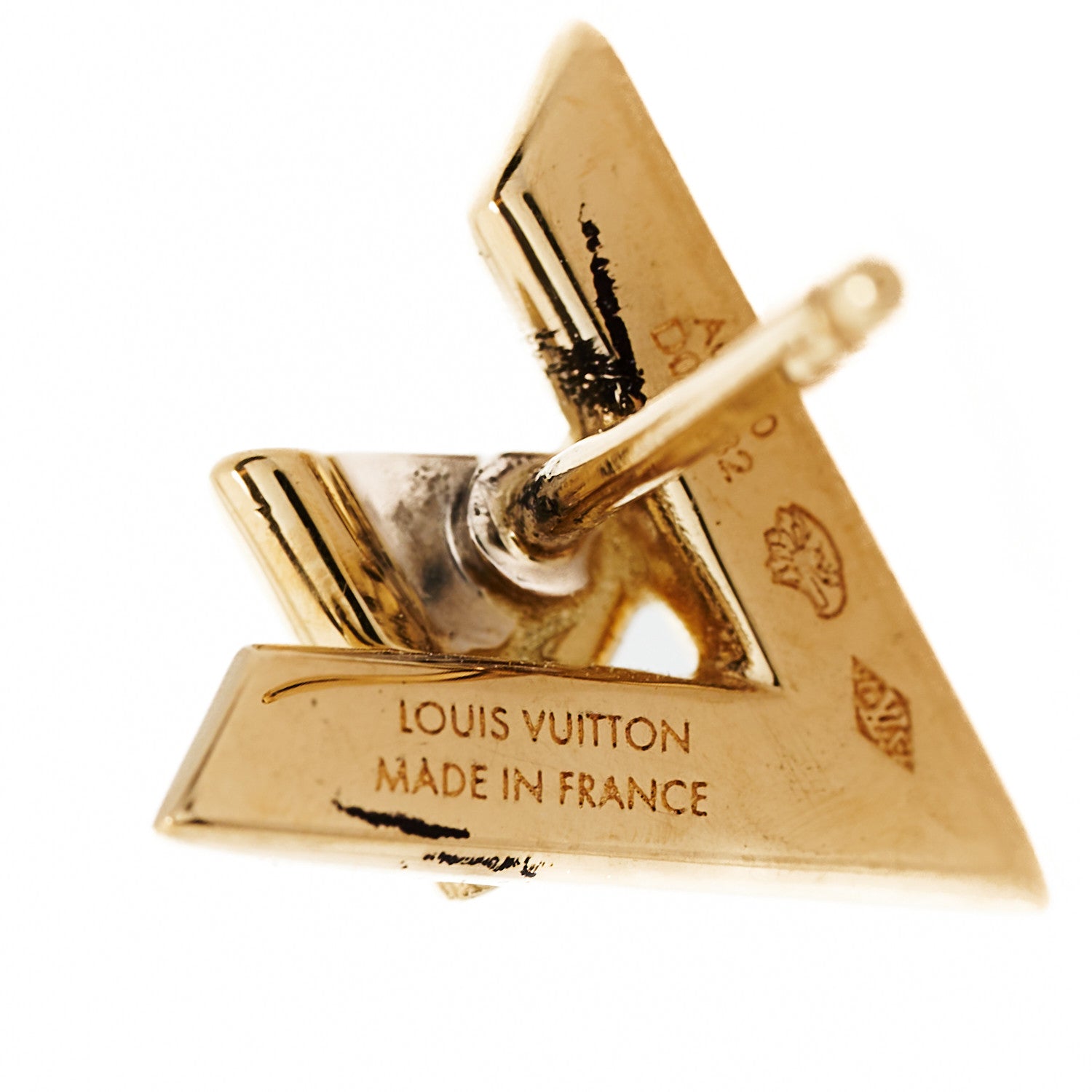 Louis Vuitton 18K Yellow Gold Diamond LV Volt Single Stud Earring 3 of 5