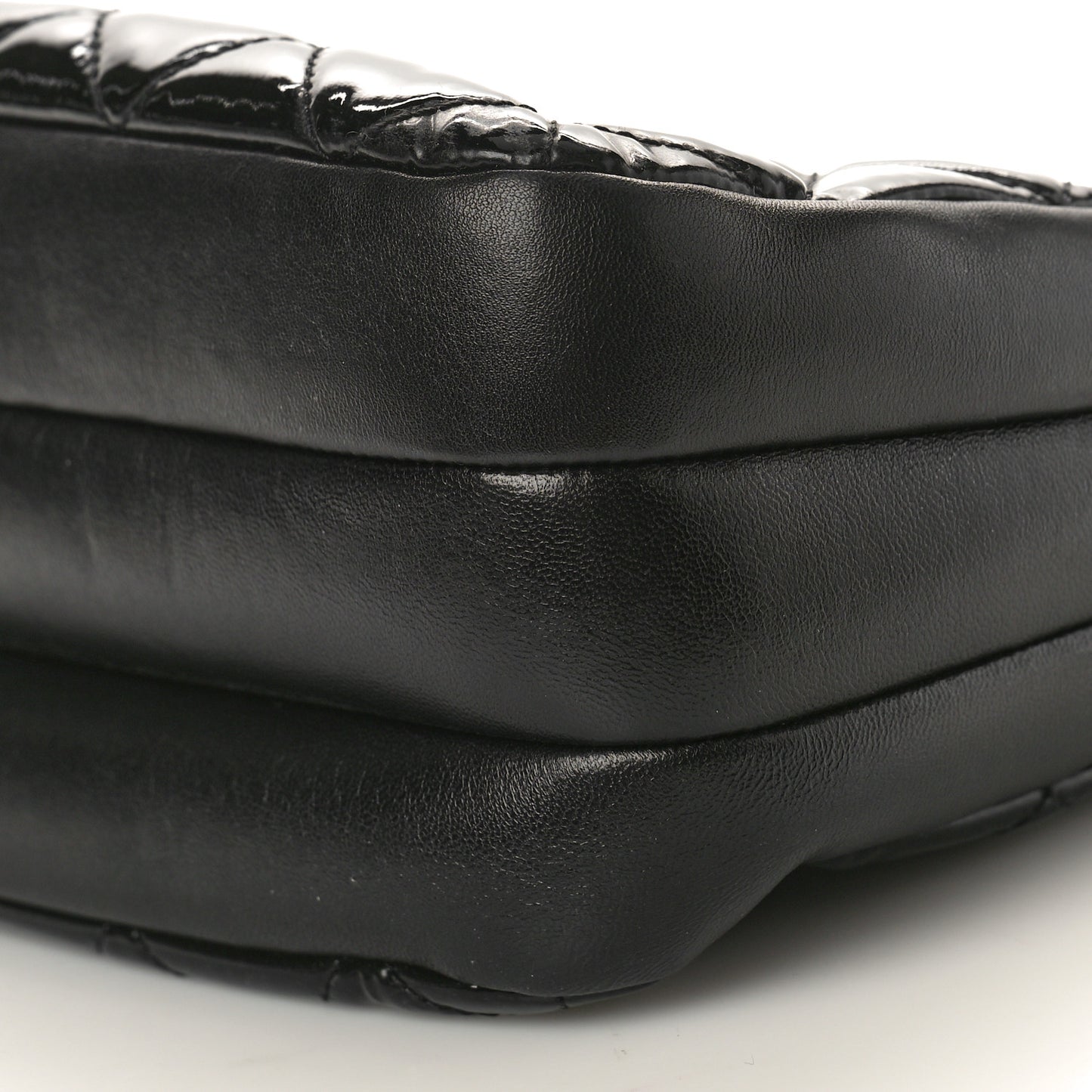 Patent Quilted Crown CC Double Zip Shoulder Bag Black