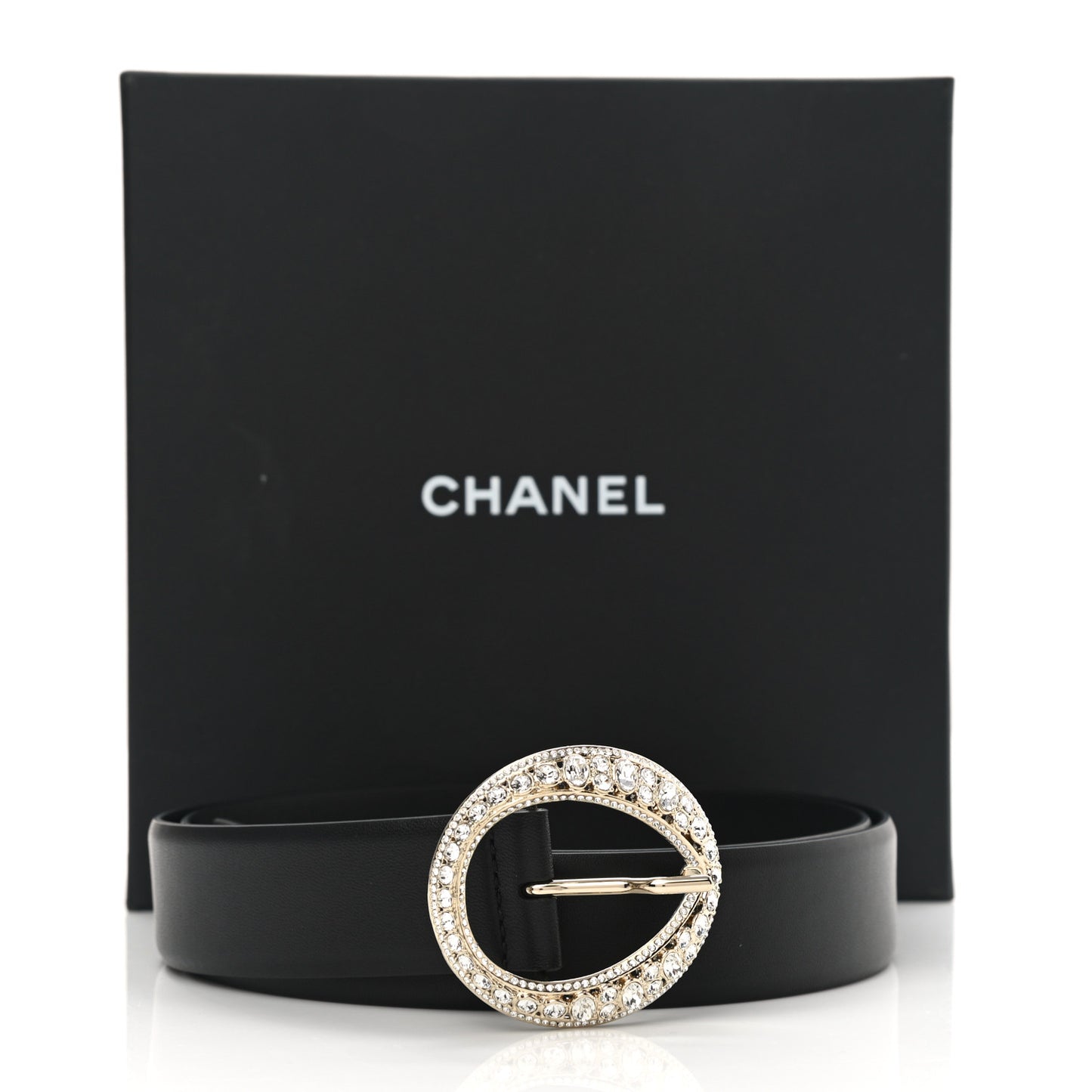 Lambskin Crystal Buckle Belt 90 36 Black