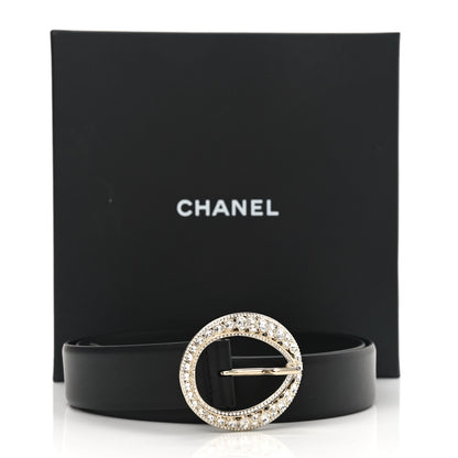 Chanel Lambskin Crystal Buckle Belt 90 36 Black 5 of 5