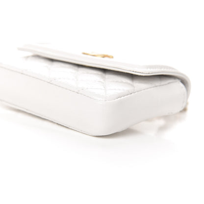 Chanel Shiny Aged Calfskin Quilted Waist Belt Bag White 10 of 11
