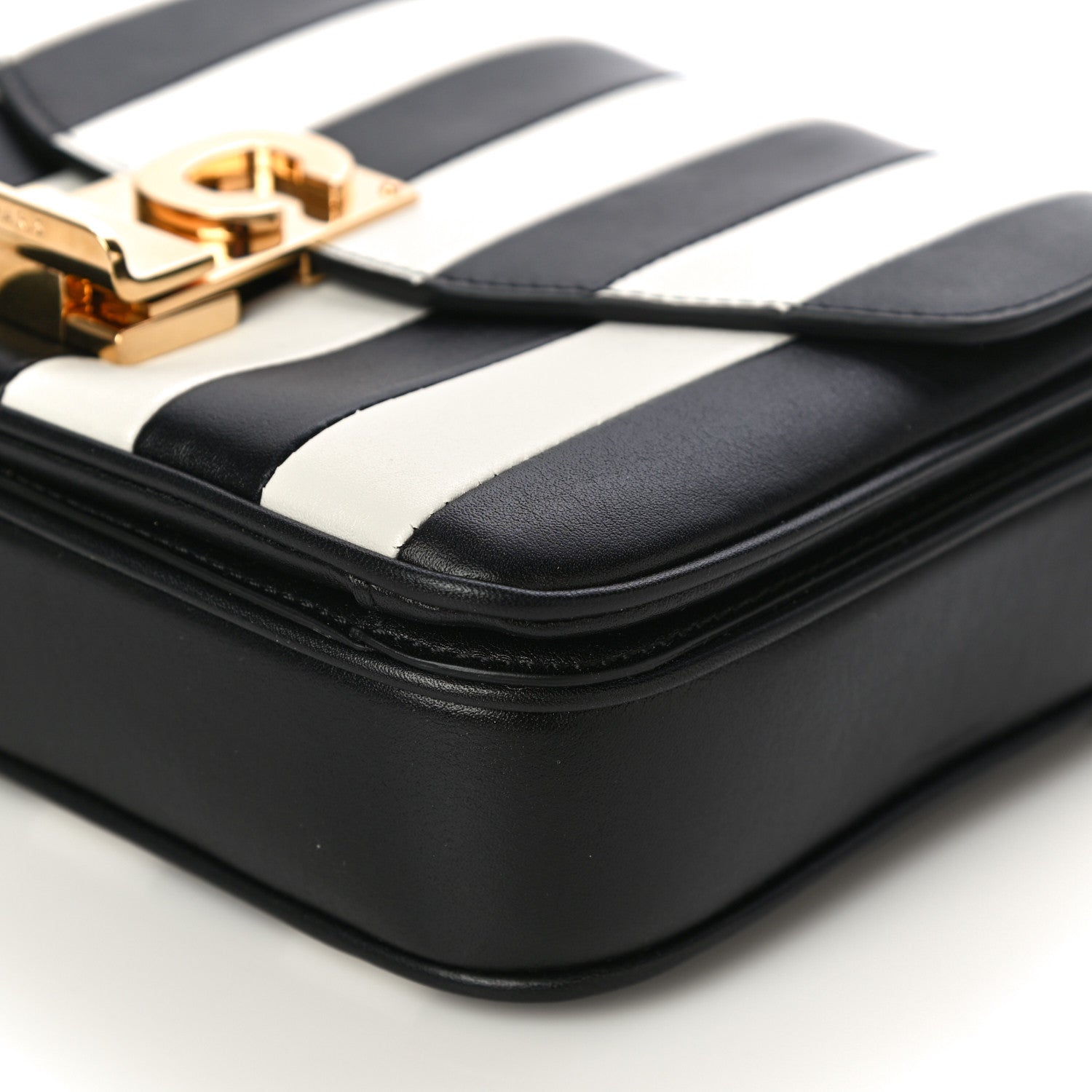Celine Shiny Calfskin Stripes Small C Bag Black 9 of 10