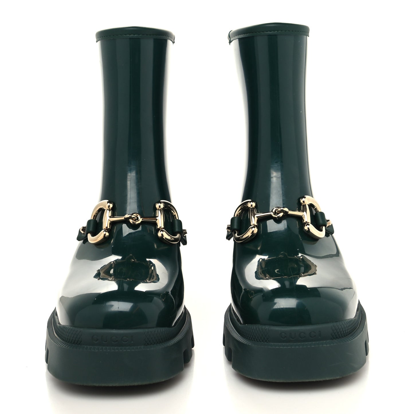 Rubber Womens Horsebit Ankle Boots 38 Vintage Green