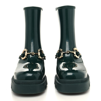 Gucci Rubber Womens Horsebit Ankle Boots 38 Vintage Green 2 of 7