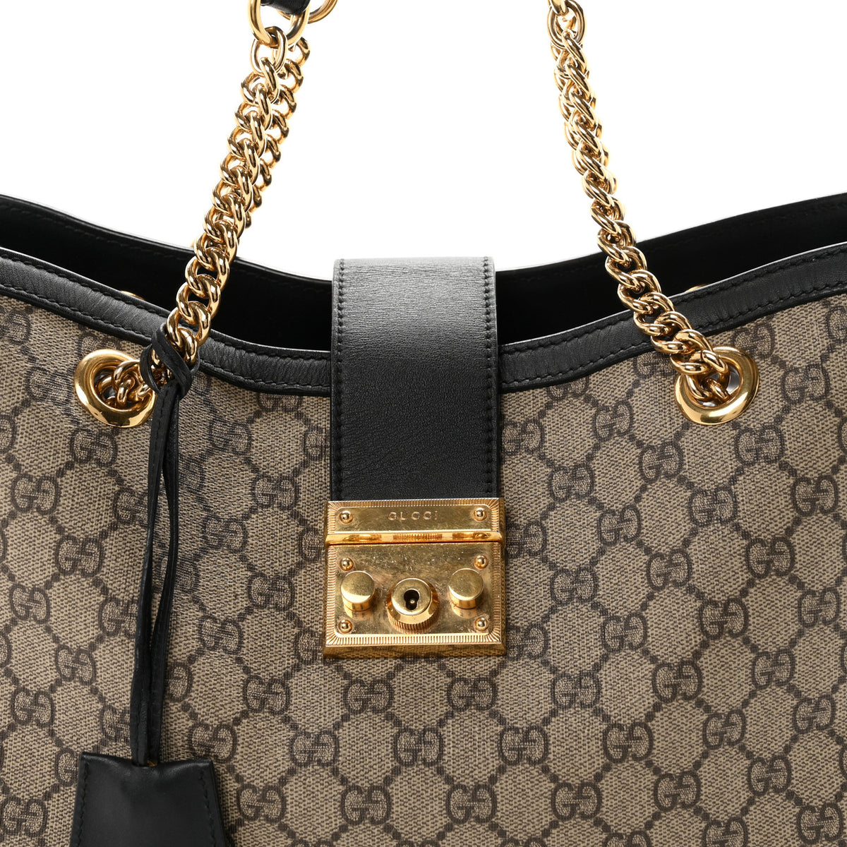 GG Supreme Monogram Medium Padlock Tote Black