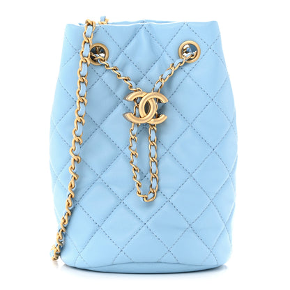 Chanel Lambskin Quilted Pearl Crush Drawstring Bag Light Blue 1 of 11