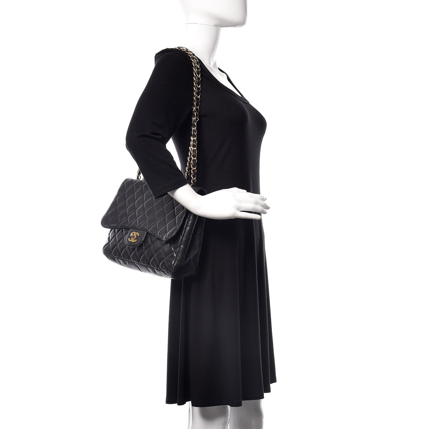 Caviar Quilted Jumbo Single Flap Black
