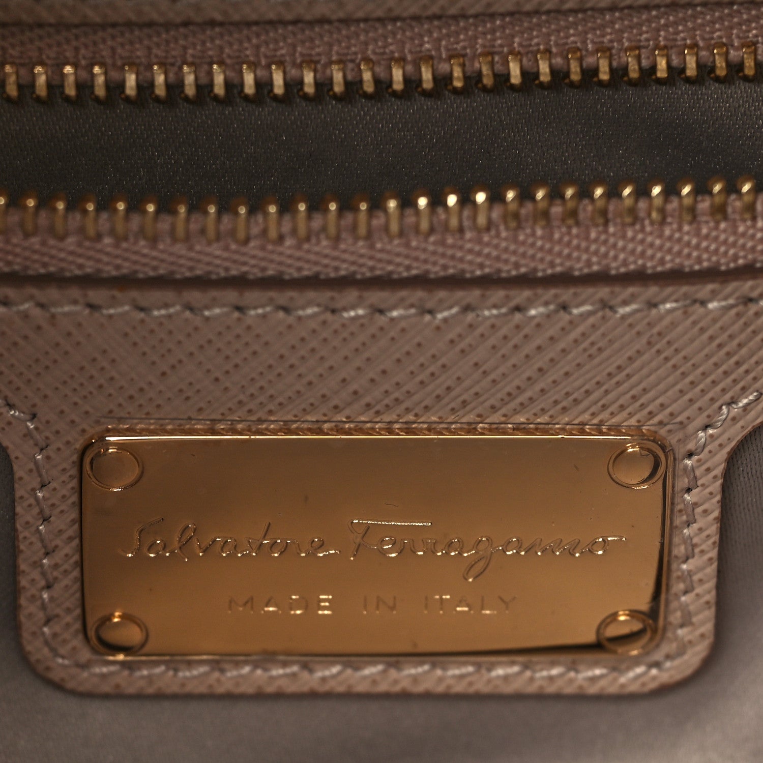 Salvatore Ferragamo Hammered Calfskin Vara Bow Top Handle Flap Bag Natural 6 of 9
