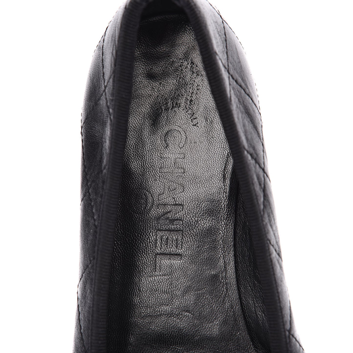 Lambskin Quilted Cambon Ballerina Flats 38 Black