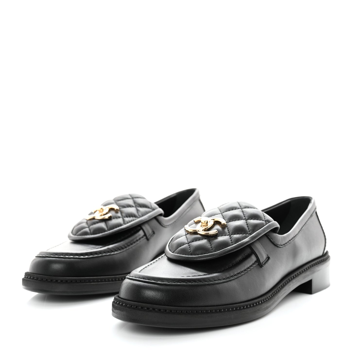 Lambskin Quilted CC Turnlock Loafers 41 Black