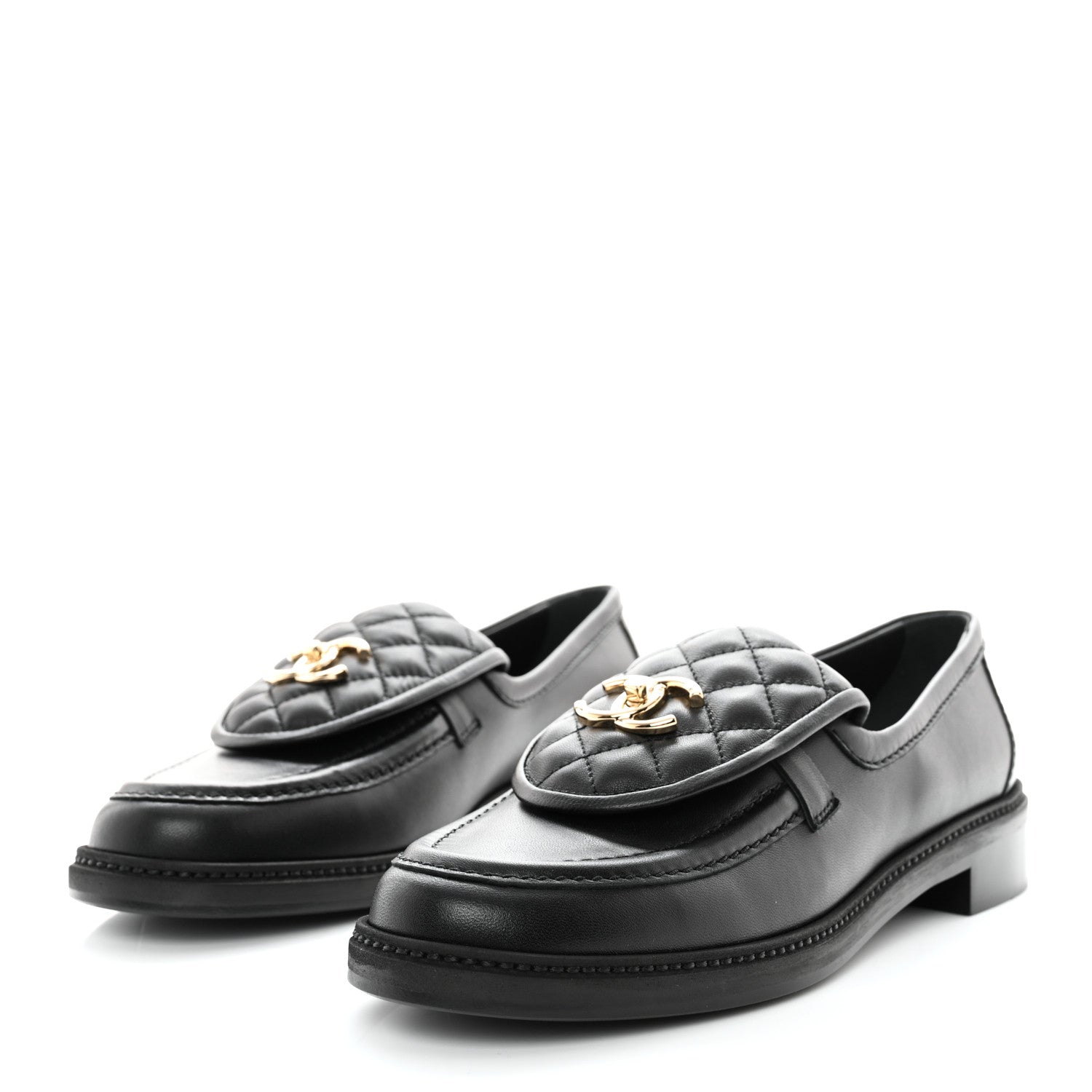 Chanel Lambskin Quilted CC Turnlock Loafers 41 Black 3 of 9