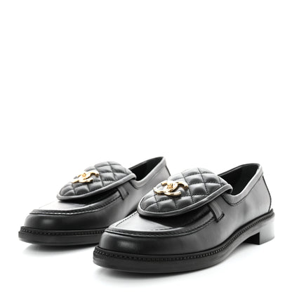 Chanel Lambskin Quilted CC Turnlock Loafers 41 Black 3 of 9