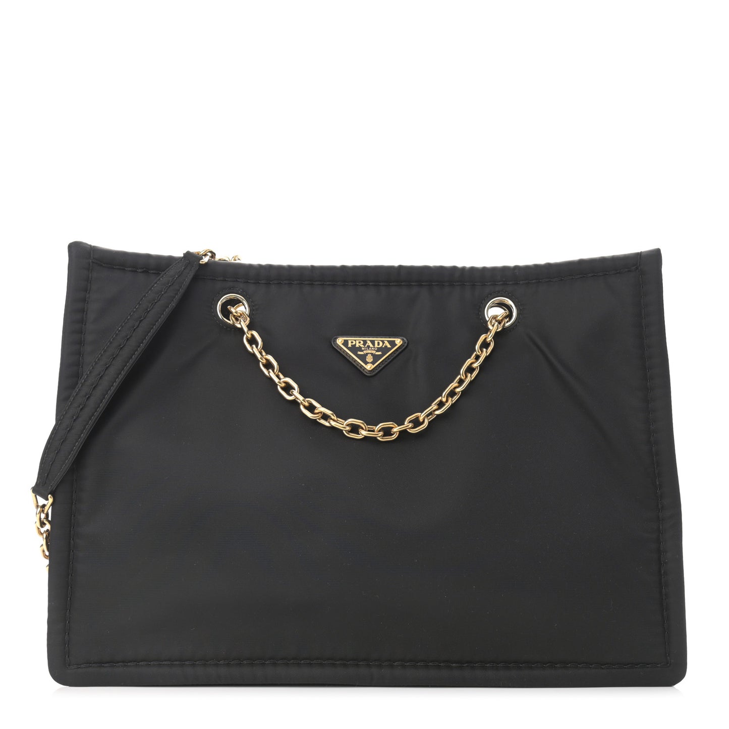 Tessuto Nylon Chain Shoulder Bag Black