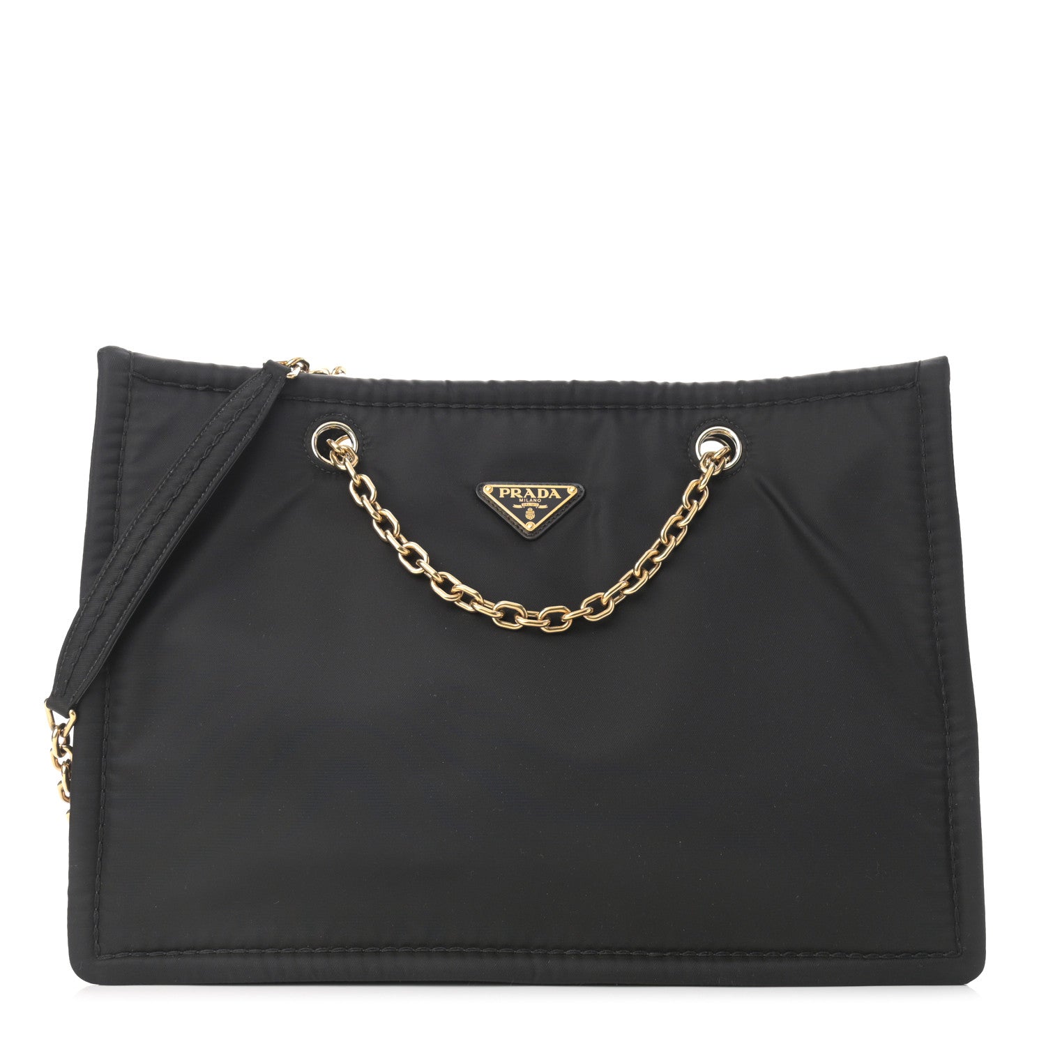 Prada Tessuto Nylon Chain Shoulder Bag Black 1 of 10