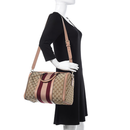 Gucci Monogram Vintage Web Medium Boston Pink 2 of 11
