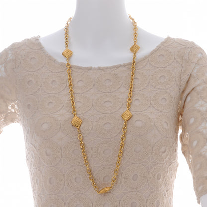 Chanel Quilted Long Chain Necklace Gold 2 of 5