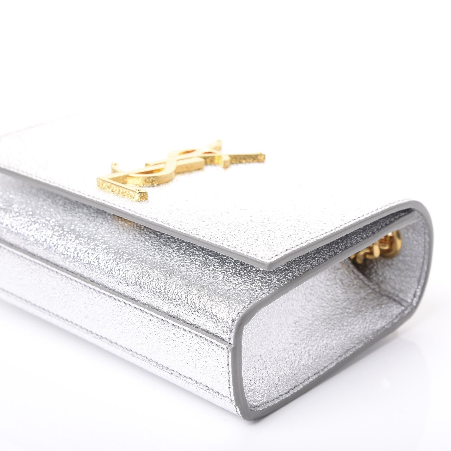 Saint Laurent Metallic Calfskin Small Classic Monogram Kate Satchel Pale Gold 6 of 8