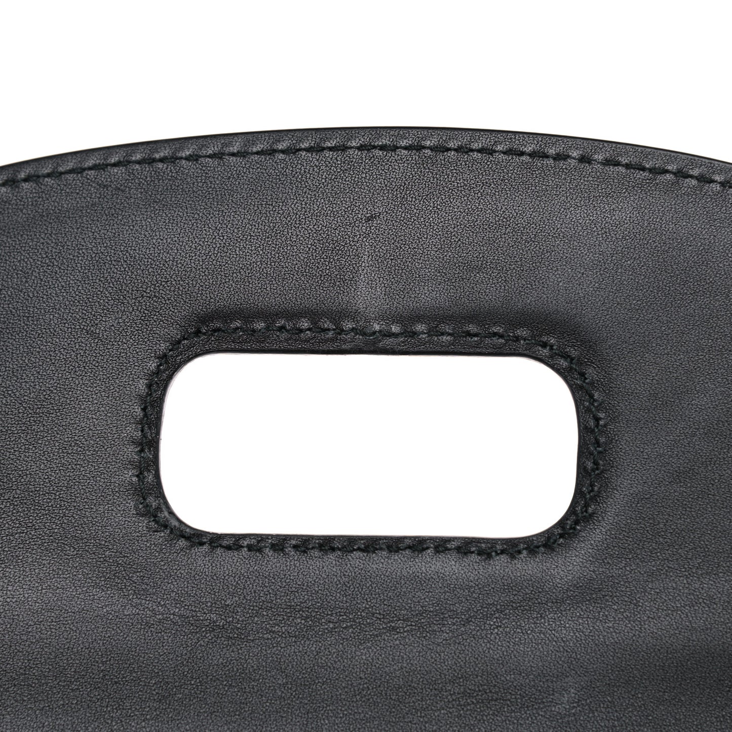 Calfskin Frame Print Bamboo Top Handle Bag Black