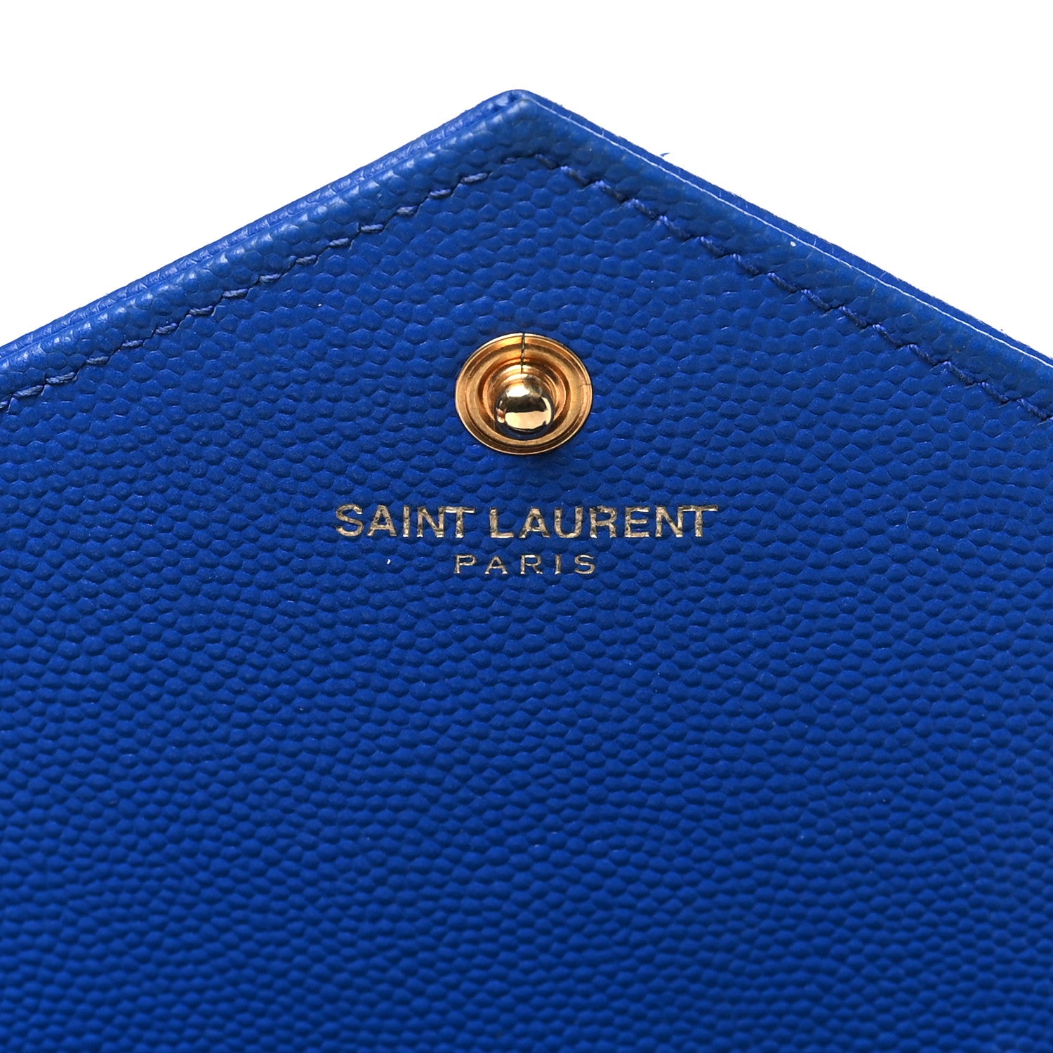Saint Laurent Grain De Poudre Matelasse Chevron Monogram Chain Wallet Blue Majorelle 6 of 11