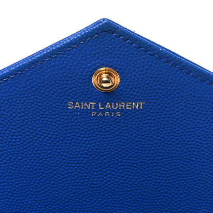 Saint Laurent Grain De Poudre Matelasse Chevron Monogram Chain Wallet Blue Majorelle 6 of 11