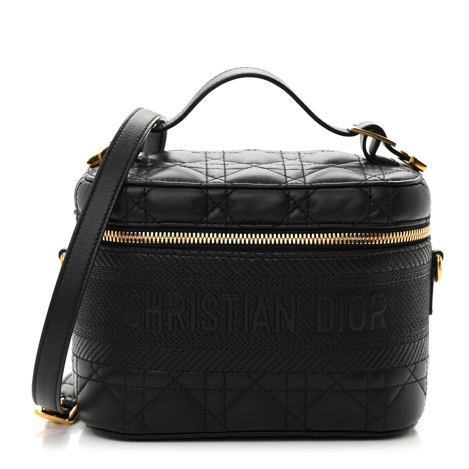 Christian Dior Lambskin Cannage Small Diortravel Vanity Case Black 1 of 19