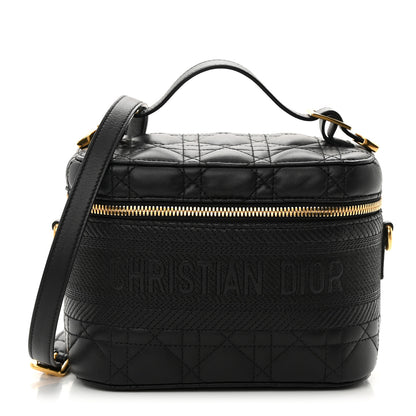 Christian Dior Lambskin Cannage Small Diortravel Vanity Case Black 1 of 19