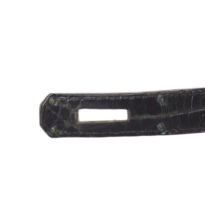 Hermes Shiny Porosus Crocodile Kelly Sellier 32 Black 31 of 50