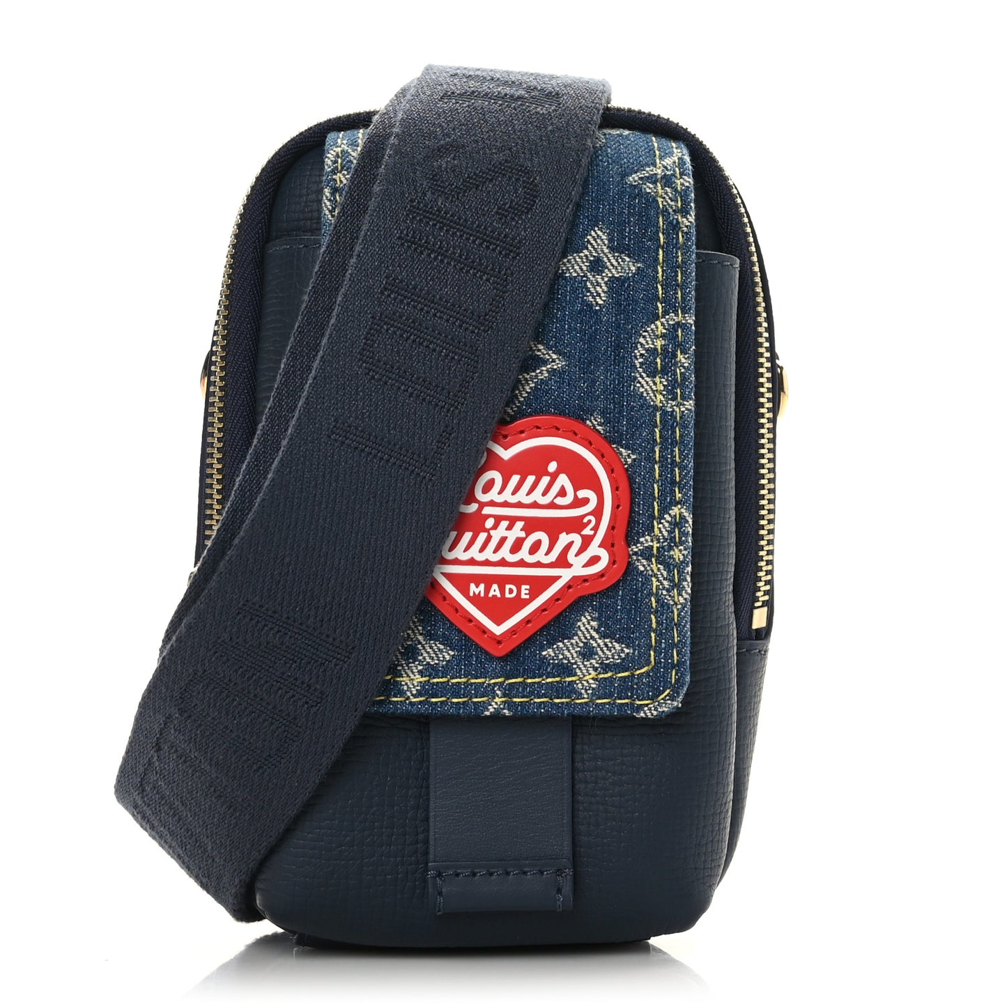 X NIGO Denim Monogram Flat Double Phone Pouch