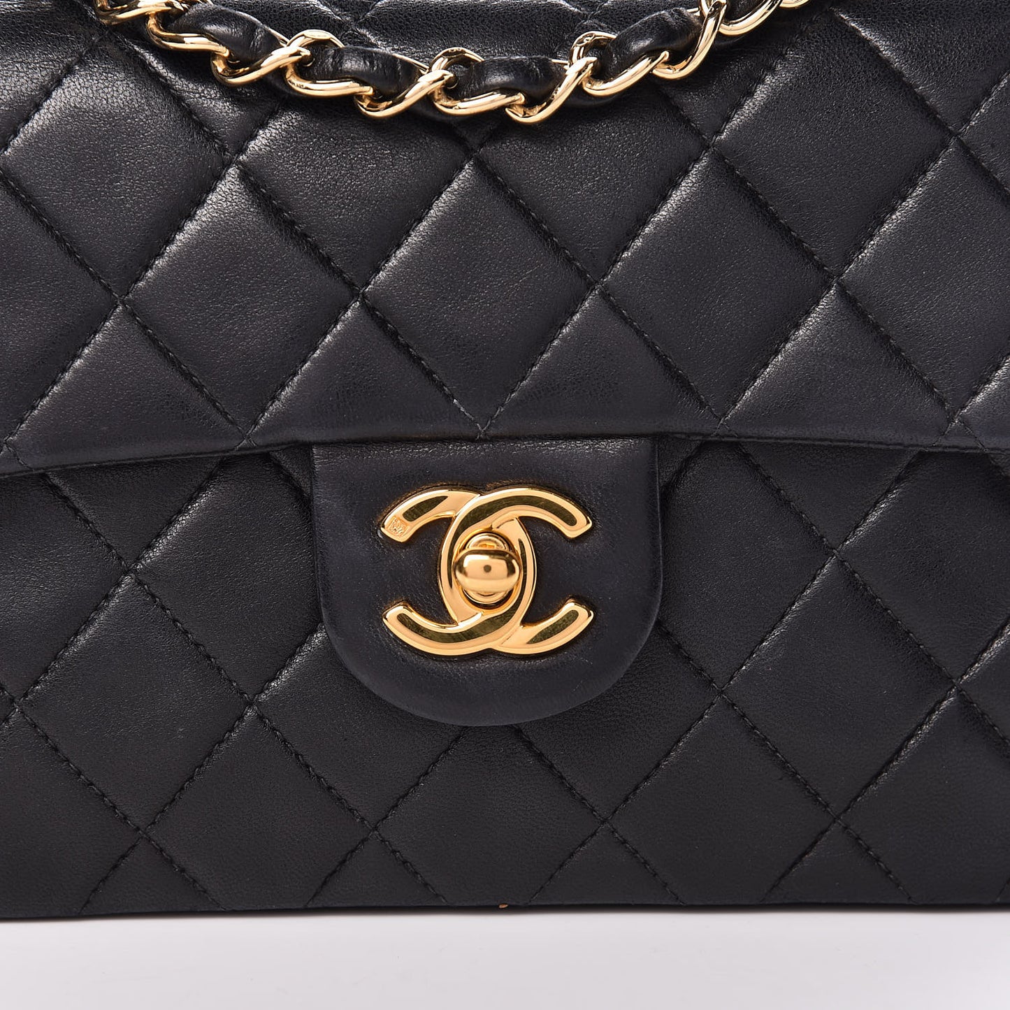 Lambskin Quilted Mini Square Flap Black