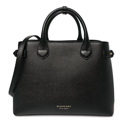 Burberry Derby Calfskin House Check Medium Banner Tote Black 1 of 8