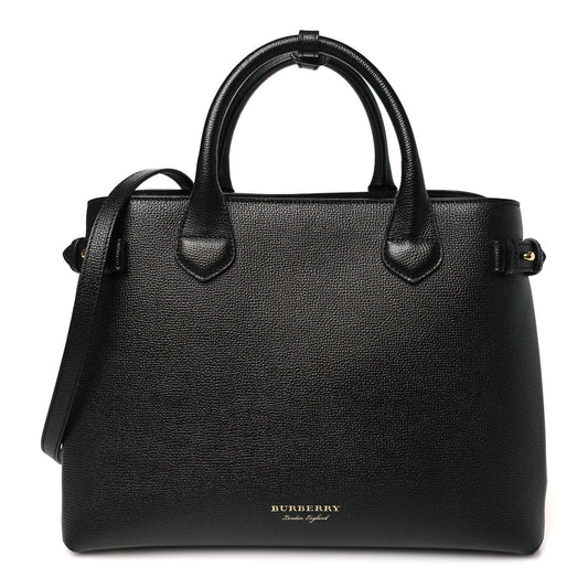 Derby Calfskin House Check Medium Banner Tote Black