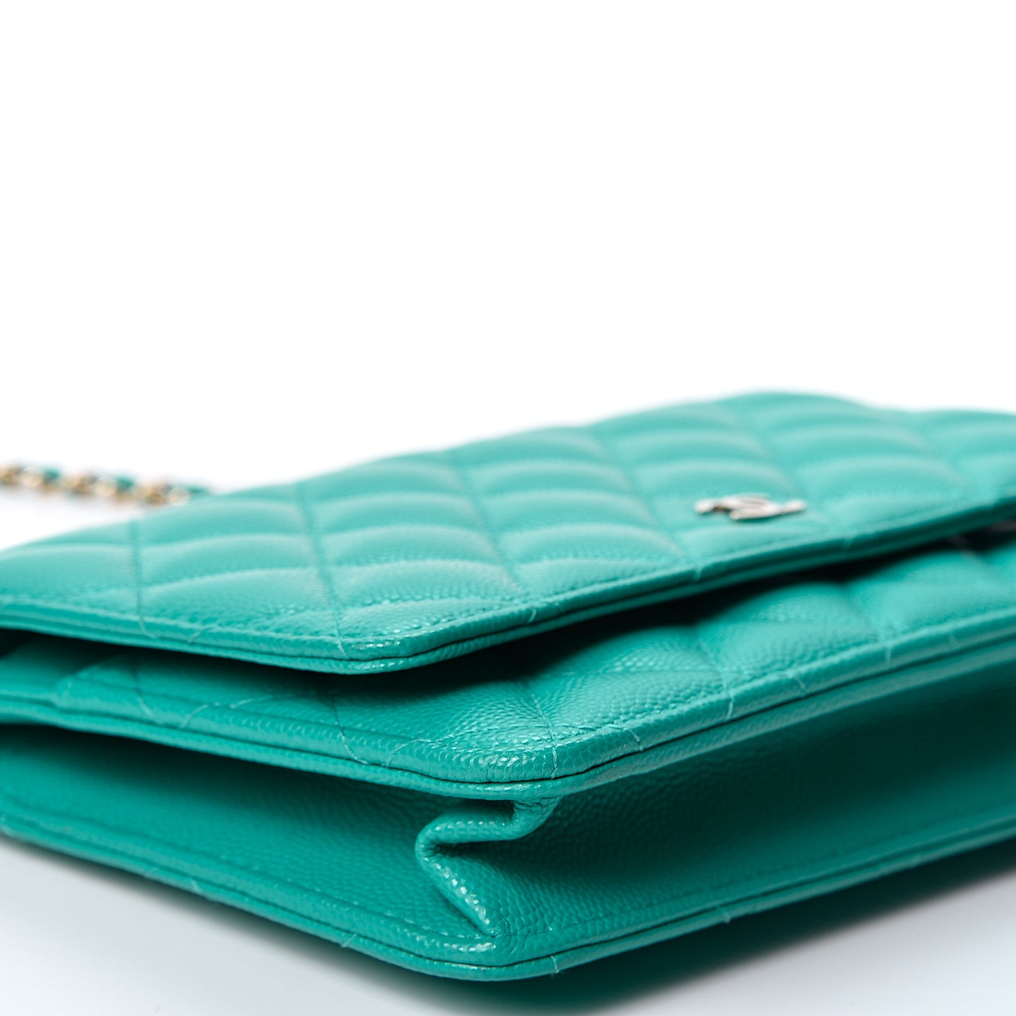 Caviar Quilted Wallet On Chain WOC Turquoise