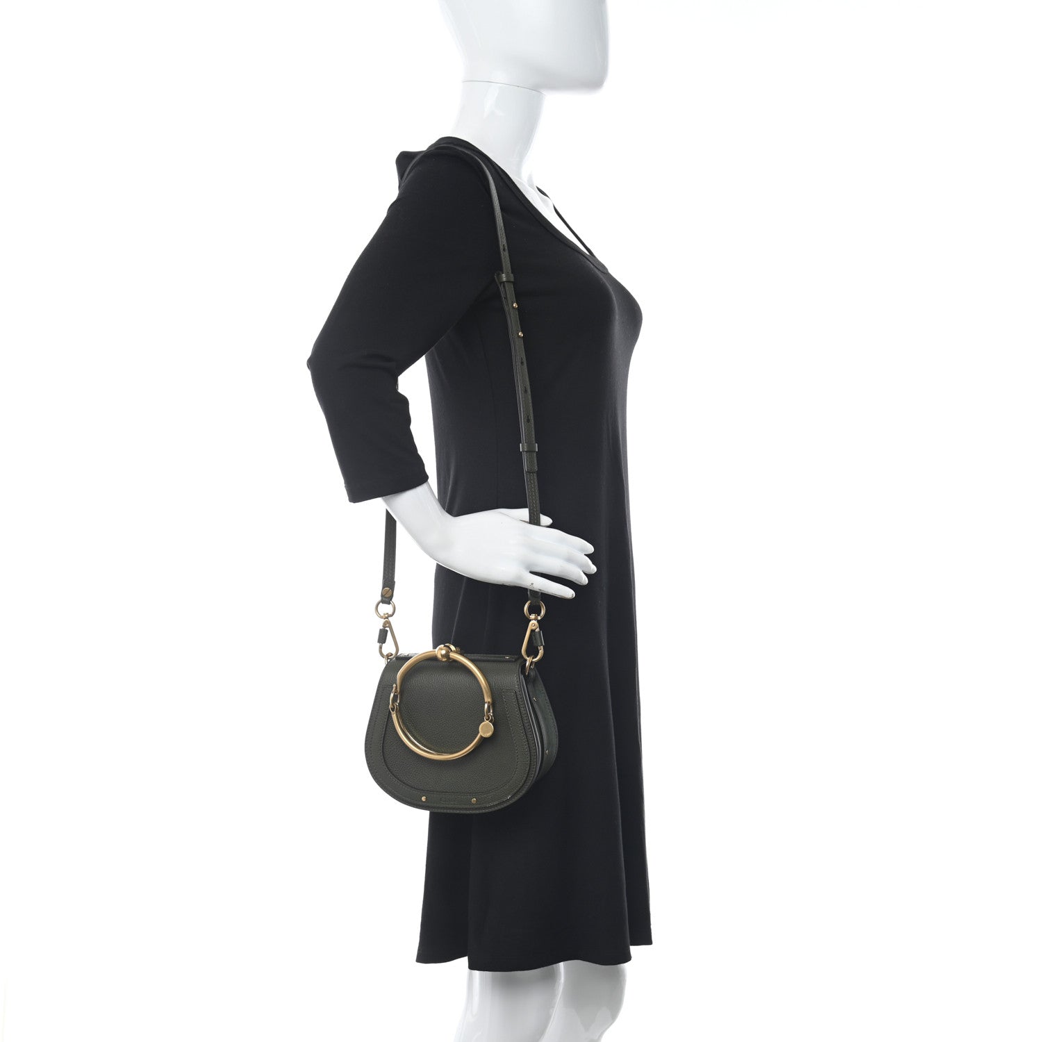 Chloe Calfskin Suede Small Nile Bracelet Bag Forest Green 2 of 11