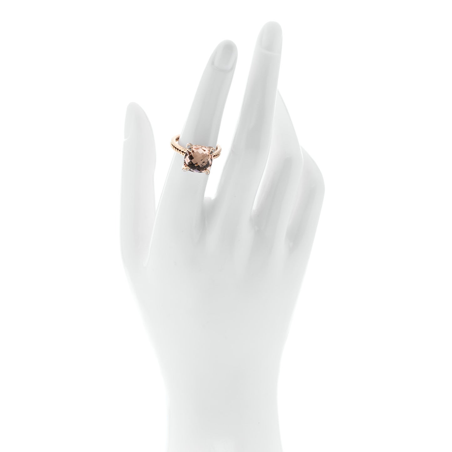 18K Rose Gold Diamond Morganite 11mm Chatelaine Ring 52 6
