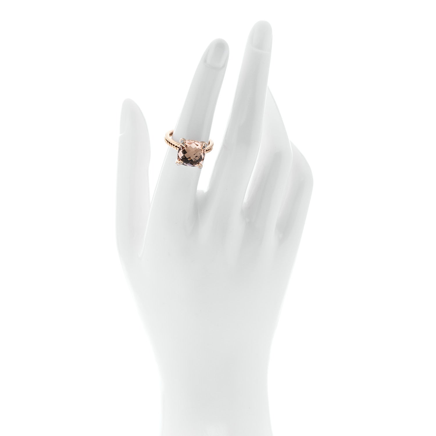 David Yurman 18K Rose Gold Diamond Morganite 11mm Chatelaine Ring 52 6 2 of 5