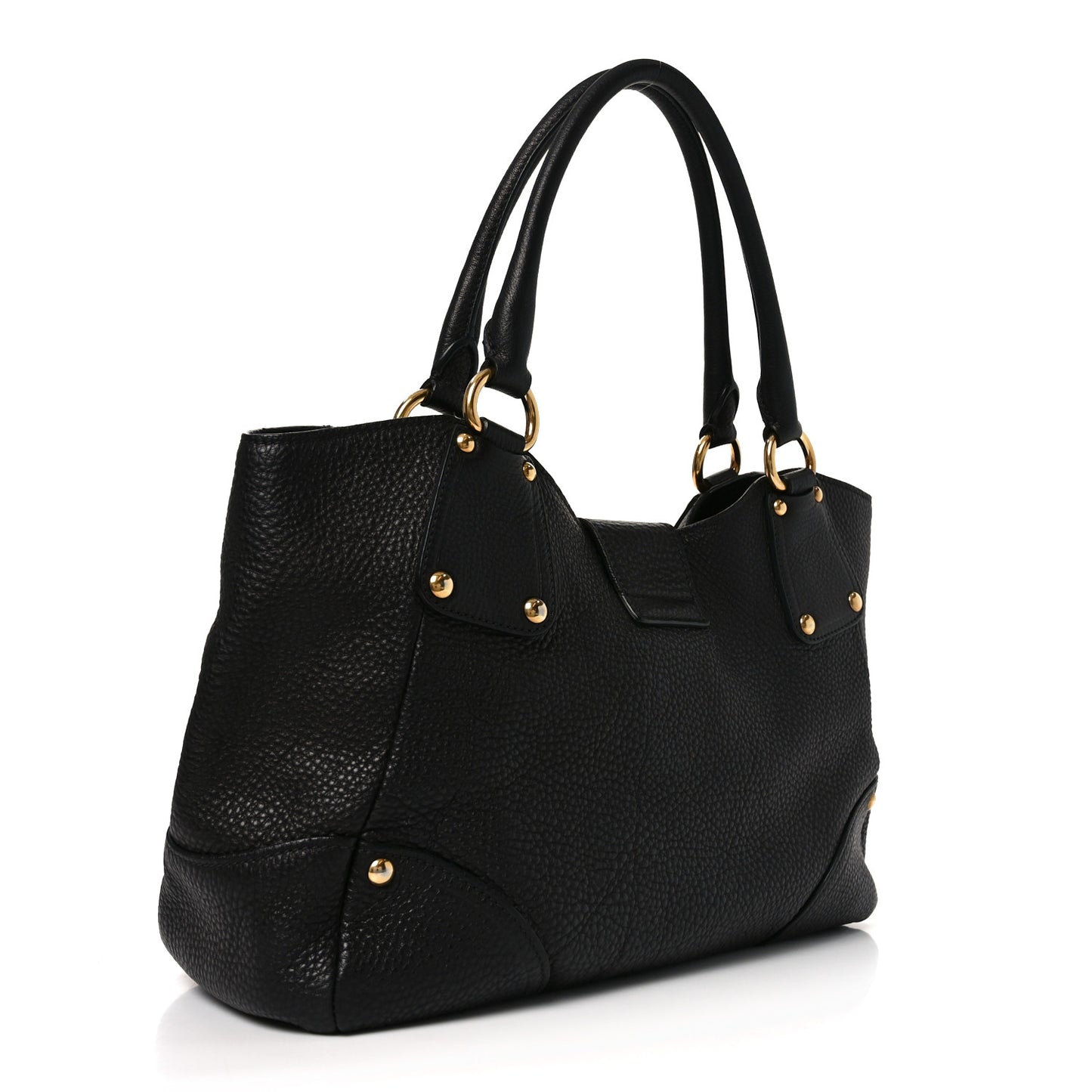 Vitello Daino Pushlock Tote Black