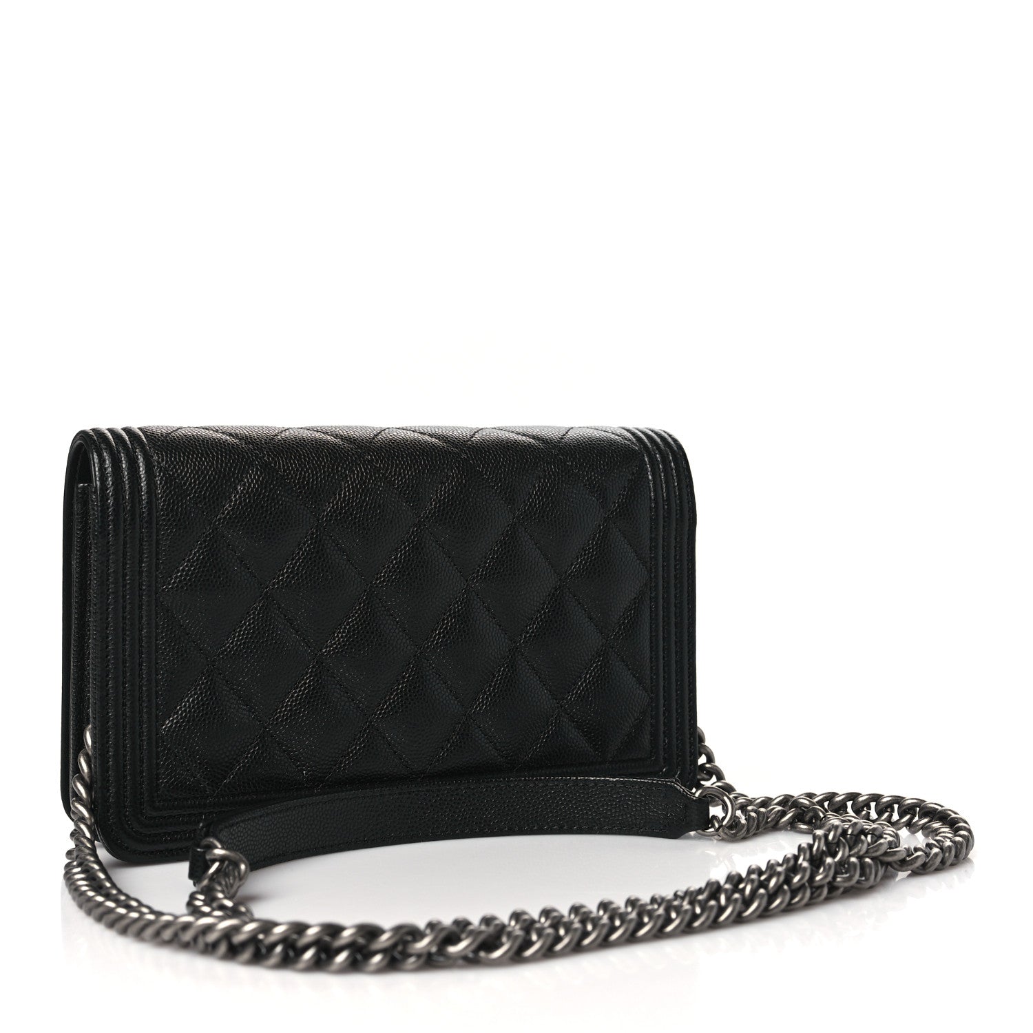 Chanel Caviar Quilted Boy Wallet On Chain WOC Black 3 of 11